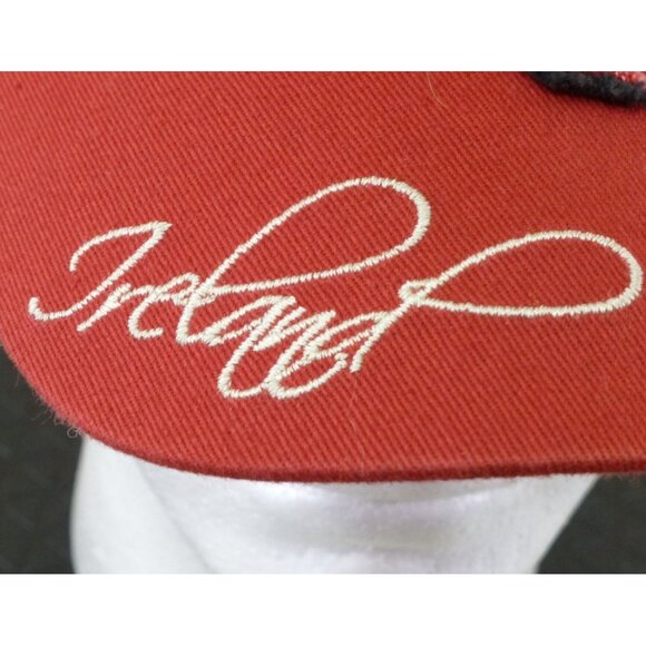 Distressed Red Ireland Baseball Cap With Embroidered Shamrock & Adjustable Strap - Picture 2 of 7